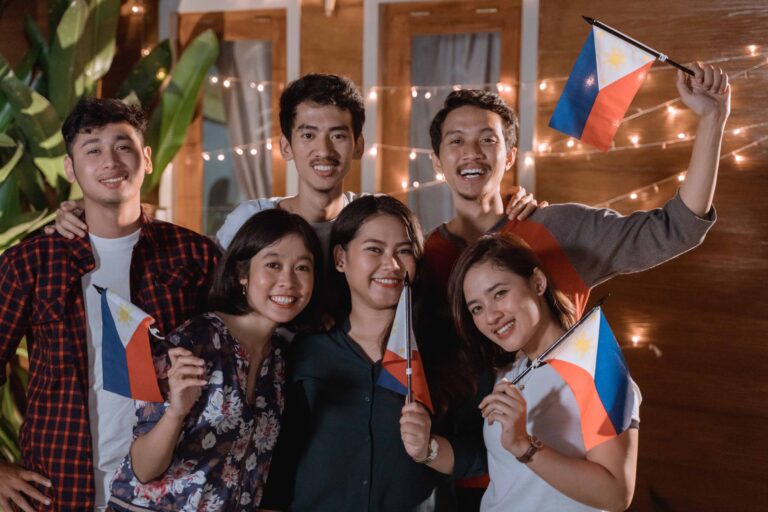 Filipino Players holding a Flag